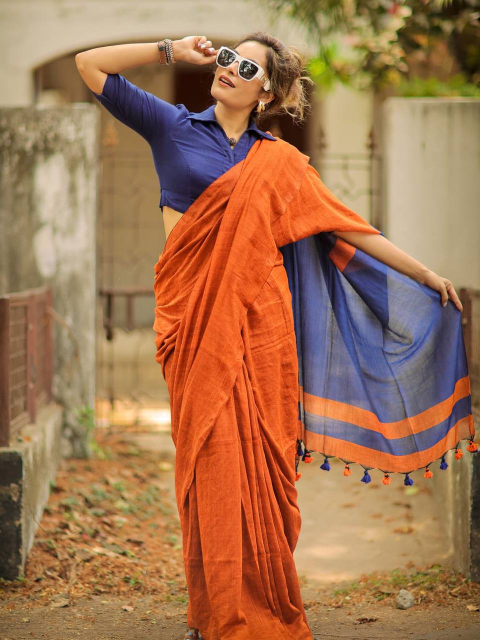 Charming Soft Lilan Cotton Saree with Rich Pallu &amp; Heavy Zhalar