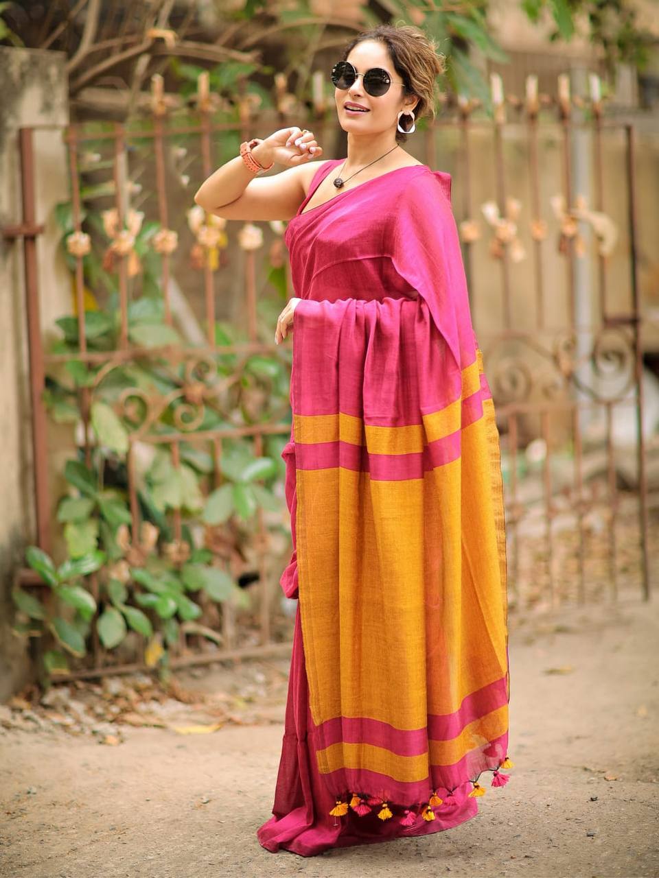 Charming Soft Lilan Cotton Saree with Rich Pallu &amp; Heavy Zhalar