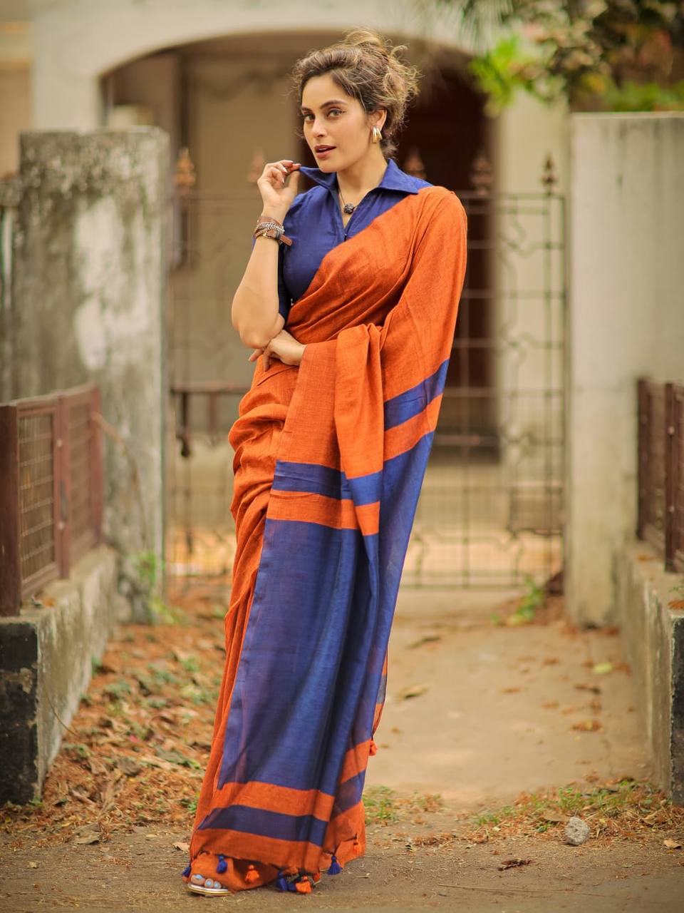 Charming Soft Lilan Cotton Saree with Rich Pallu &amp; Heavy Zhalar