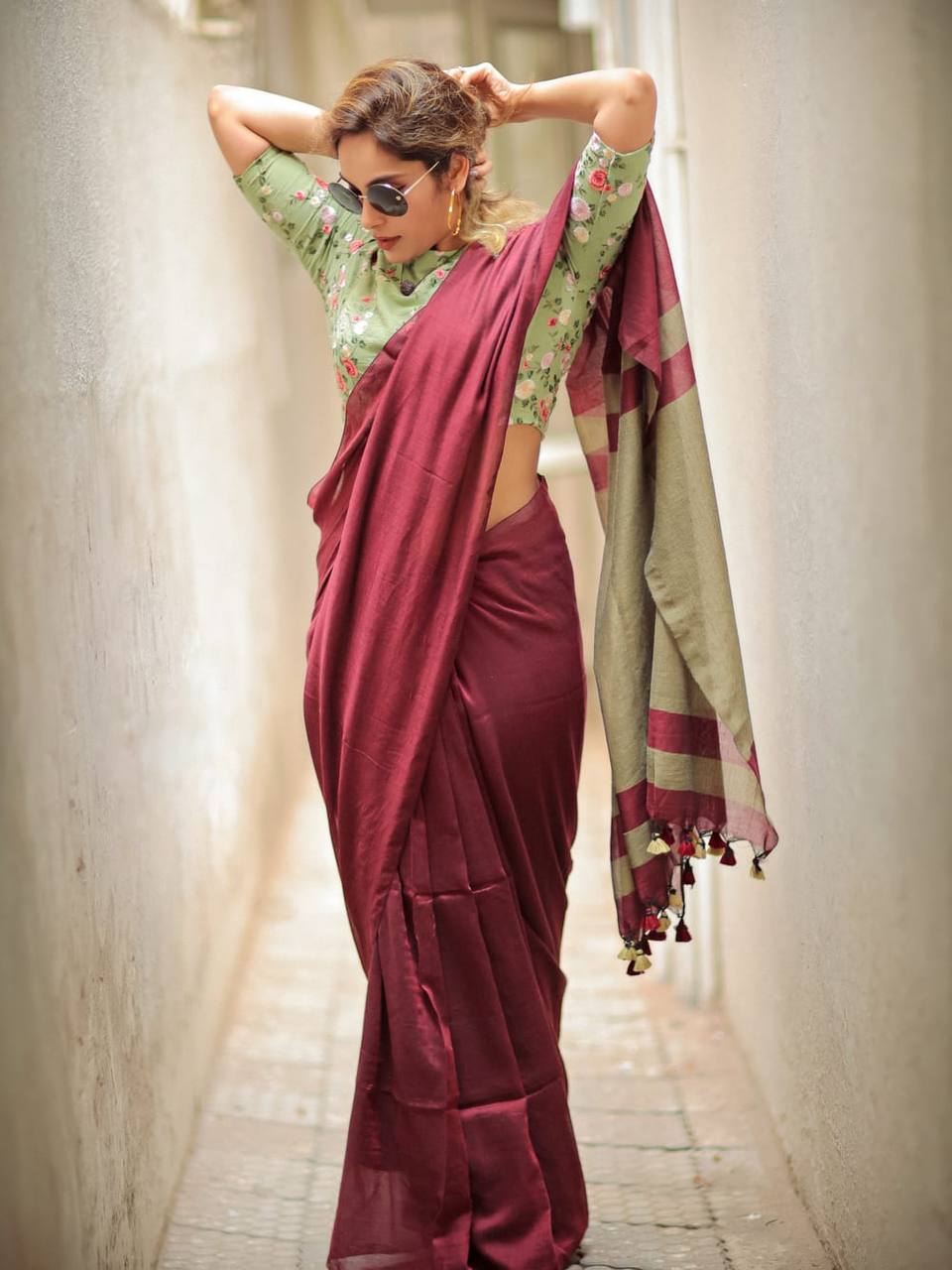 Charming Soft Lilan Cotton Saree with Rich Pallu &amp; Heavy Zhalar