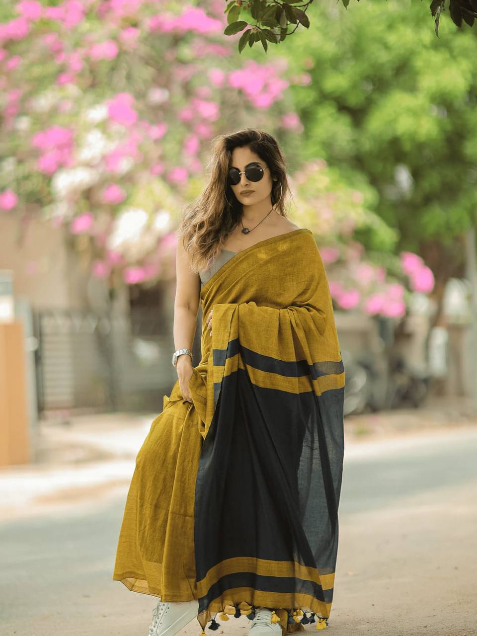 Charming Soft Lilan Cotton Saree with Rich Pallu &amp; Heavy Zhalar