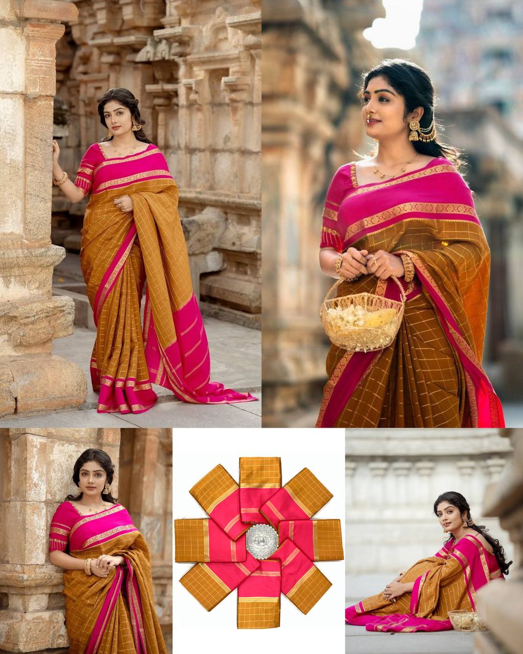 Elegant Soft Lichi Silk Saree with Artistic Jacquard Weave & Rich Pallu