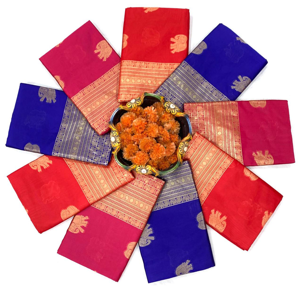 Graceful Soft Lichi Silk Saree with Ornate Jacquard Work & Rich Pallu