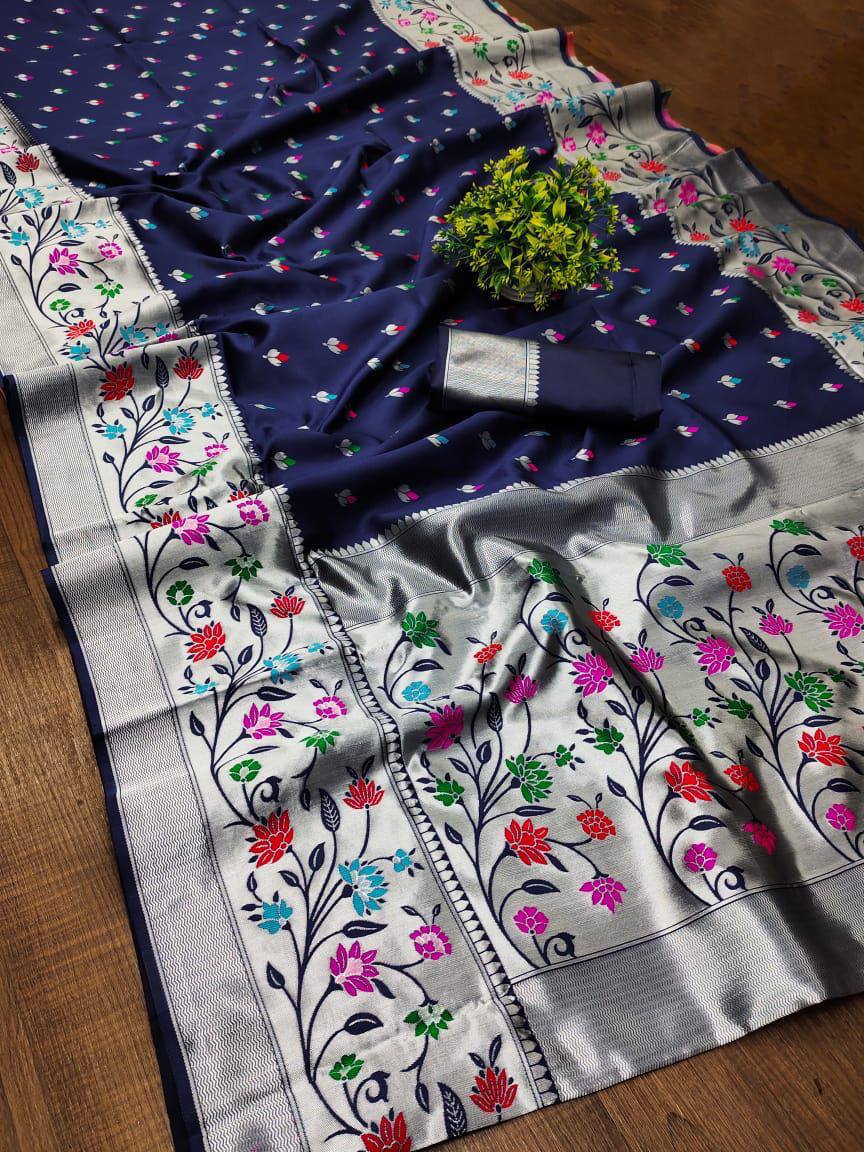 Elegant Soft Lichi Silk Saree with Jacquard Artistry & Statement Pallu