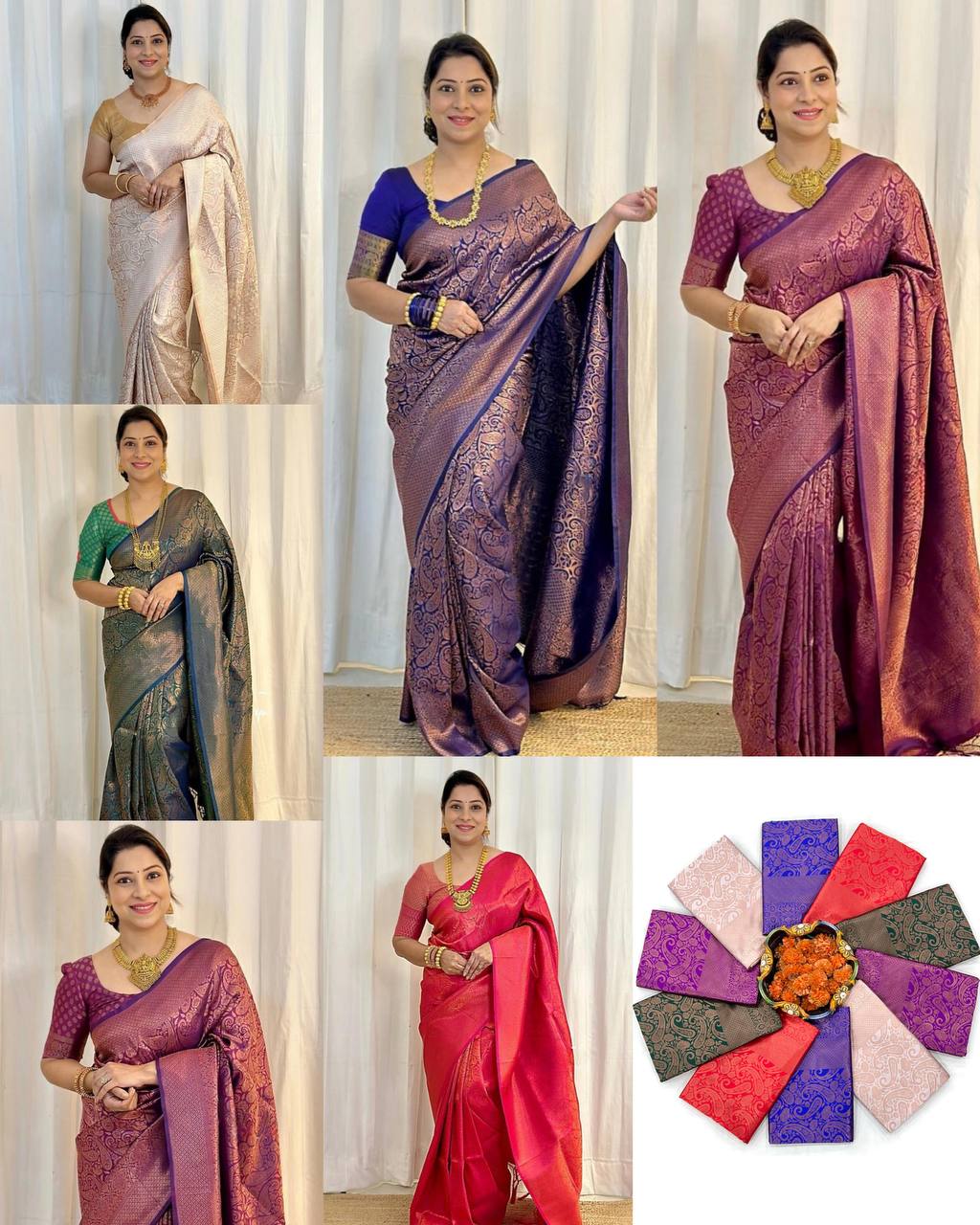 Sophisticated Soft Lichi Silk Saree with Jacquard Pallu &amp; Border