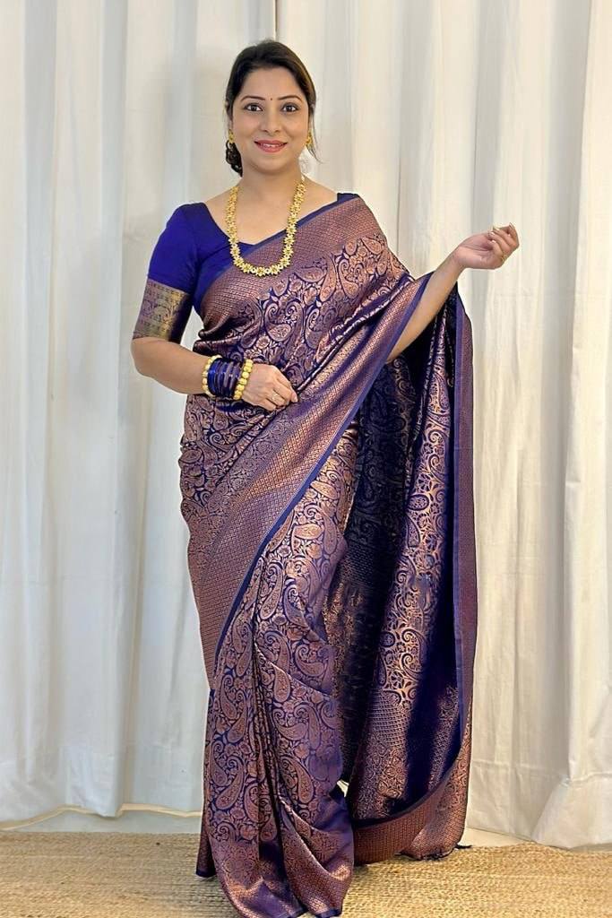 Sophisticated Soft Lichi Silk Saree with Jacquard Pallu &amp; Border
