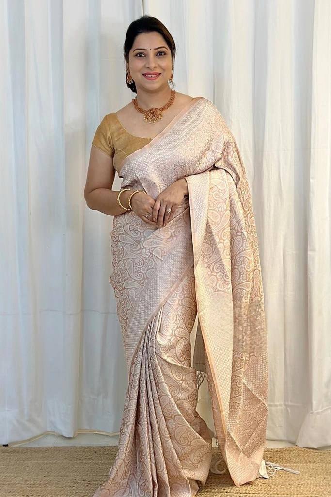 Sophisticated Soft Lichi Silk Saree with Jacquard Pallu &amp; Border