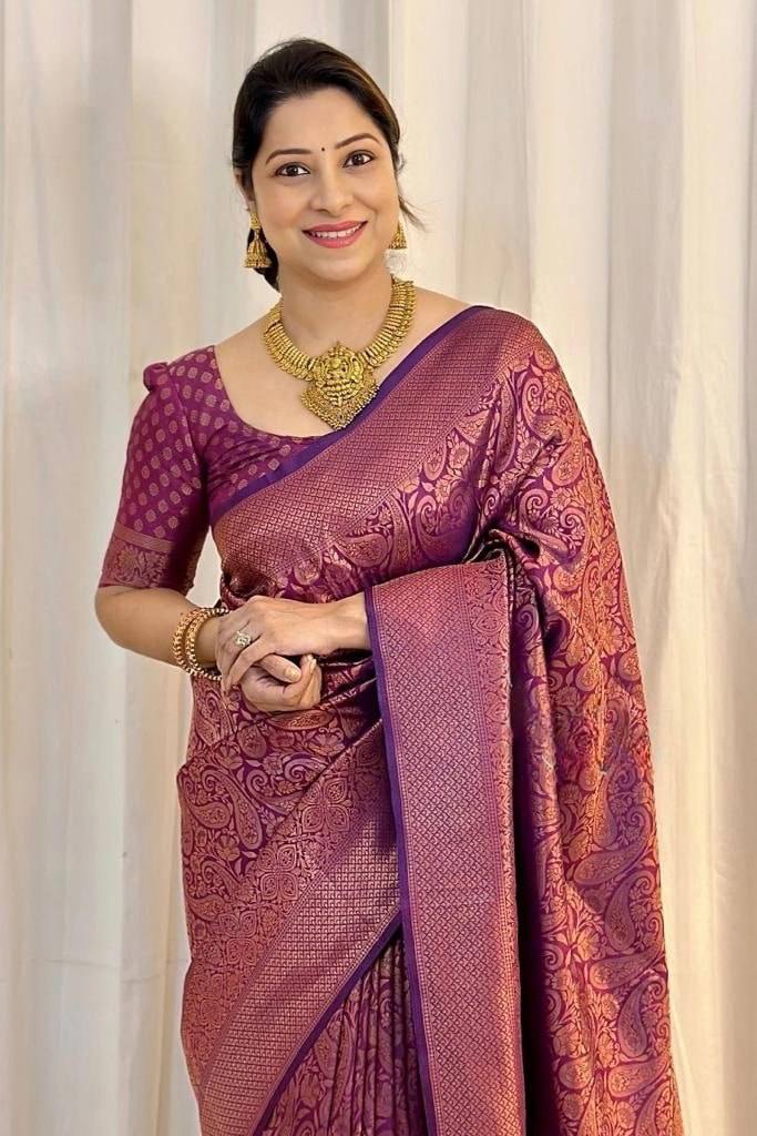 Sophisticated Soft Lichi Silk Saree with Jacquard Pallu &amp; Border