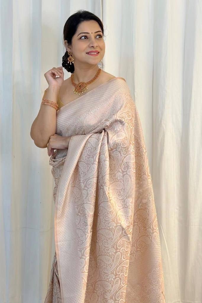 Sophisticated Soft Lichi Silk Saree with Jacquard Pallu &amp; Border