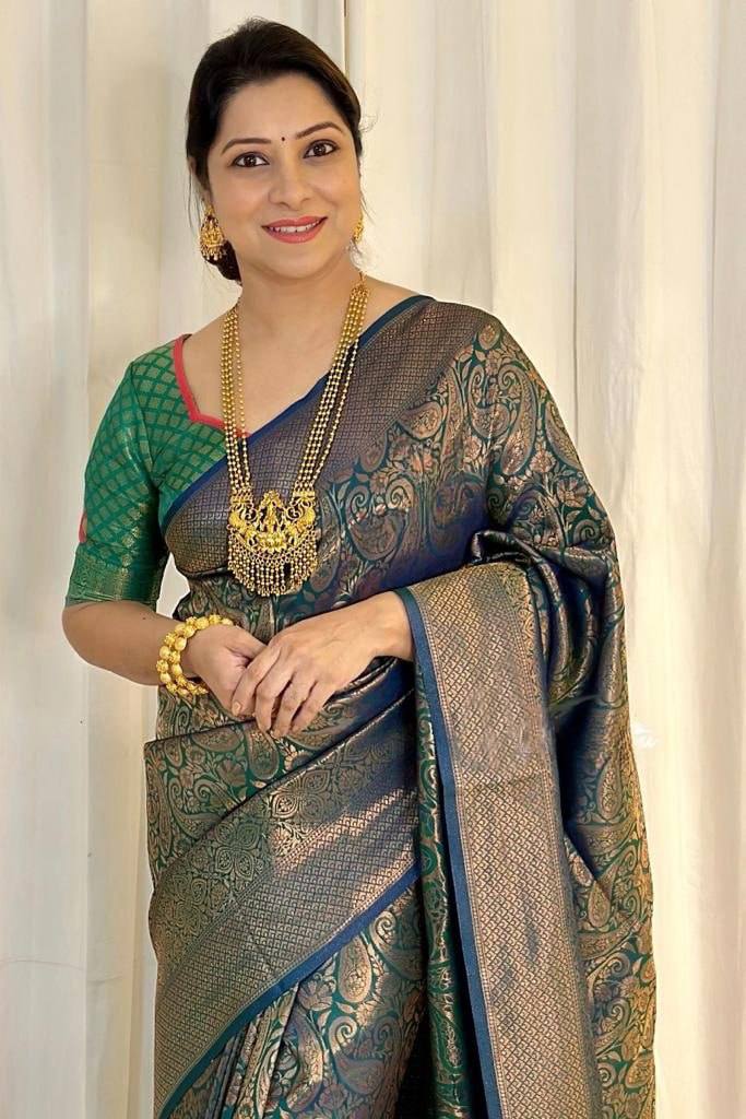 Sophisticated Soft Lichi Silk Saree with Jacquard Pallu &amp; Border