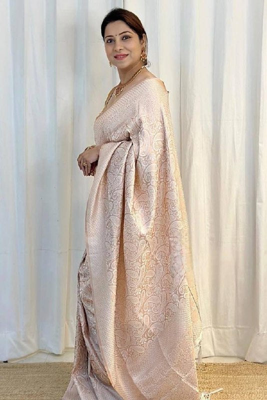 Sophisticated Soft Lichi Silk Saree with Jacquard Pallu &amp; Border