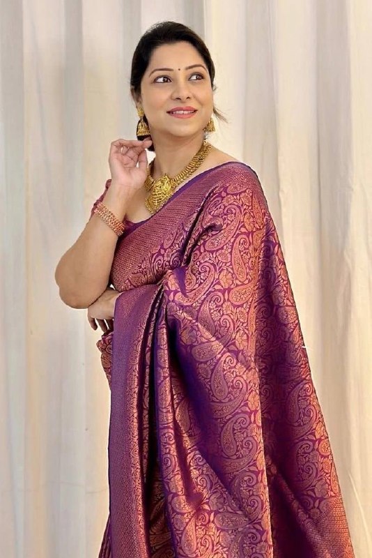 Sophisticated Soft Lichi Silk Saree with Jacquard Pallu &amp; Border