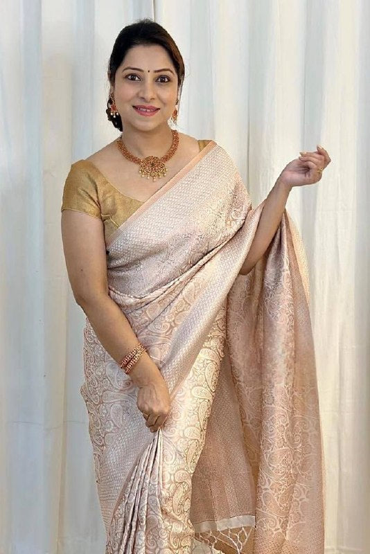 Sophisticated Soft Lichi Silk Saree with Jacquard Pallu &amp; Border