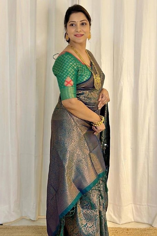 Sophisticated Soft Lichi Silk Saree with Jacquard Pallu &amp; Border