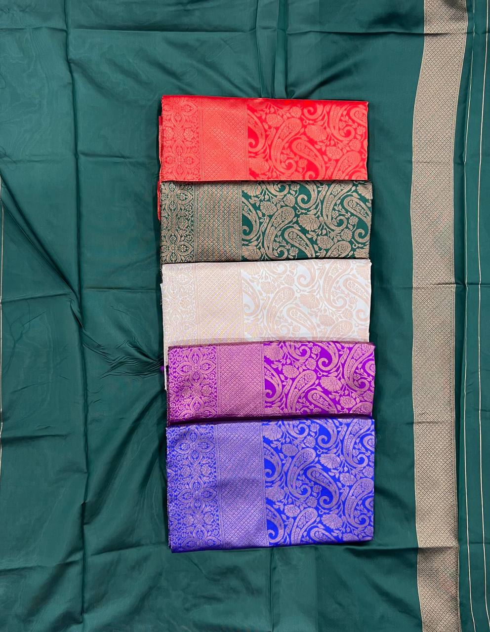 Sophisticated Soft Lichi Silk Saree with Jacquard Pallu &amp; Border