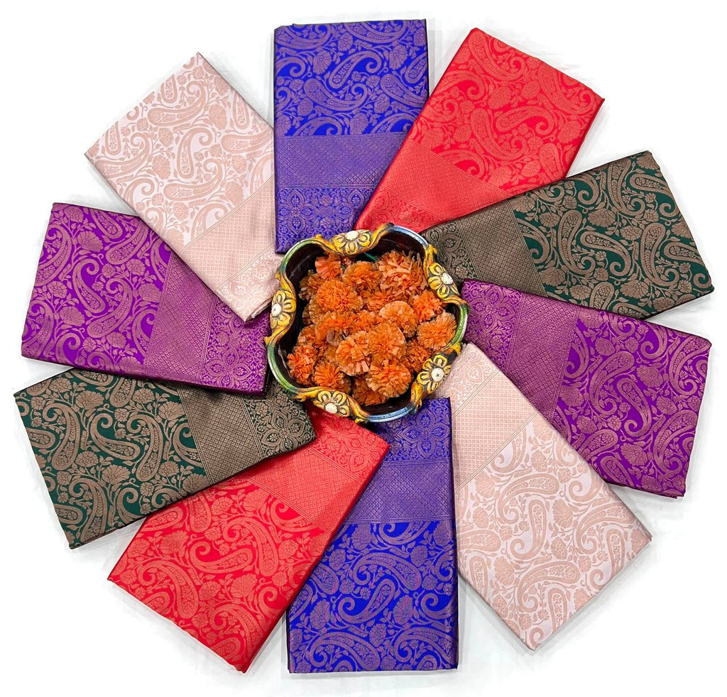 Sophisticated Soft Lichi Silk Saree with Jacquard Pallu &amp; Border