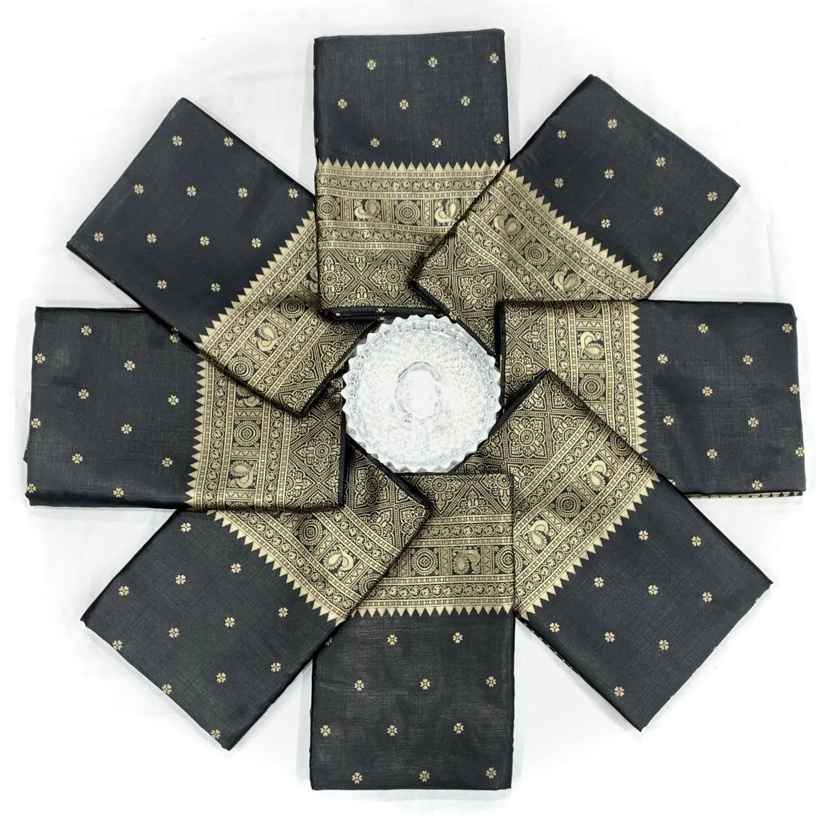 Lichi Silk Saree with Intricate All-Over Jacquard Weave & Grand Pallu Blouse Border Detail