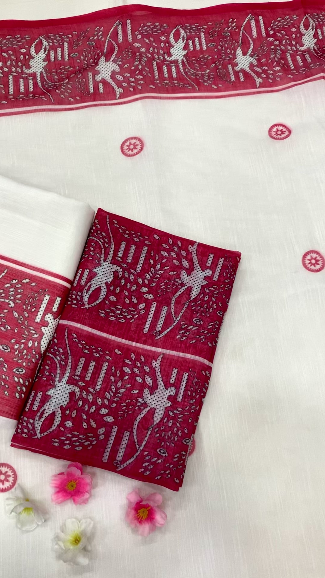 Linen Cotton Digital Printed Saree with Matching Blouse – Elegant Ethnic Wear