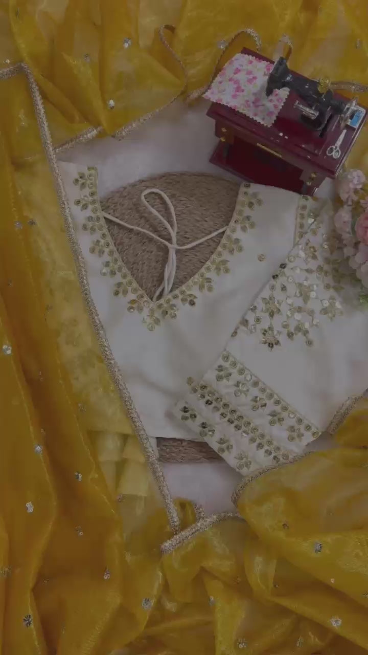 Ethereal Lace Glamour Heavy Twill Net Saree with Thread & Sequin Work & Designer Blouse