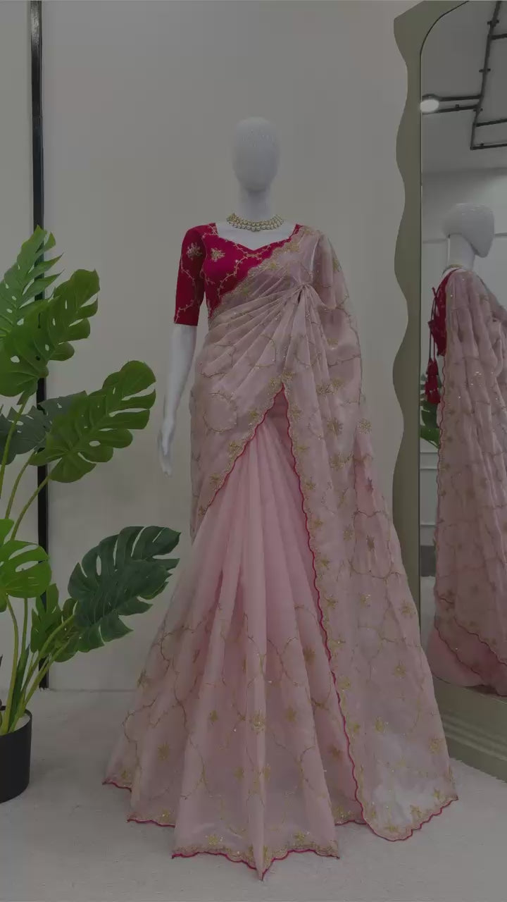 Heavy Zimmy Choo Designer Saree with Thread & Sequin Work