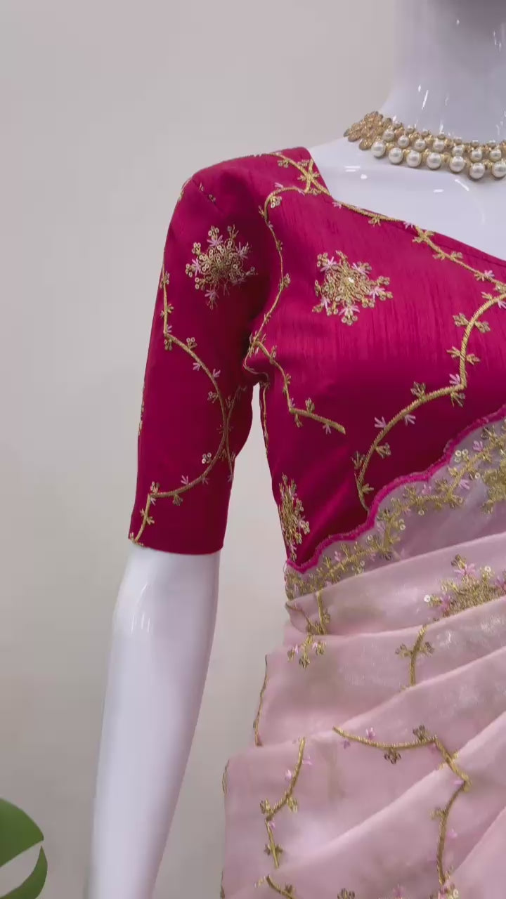 Heavy Zimmy Choo Designer Saree with Thread & Sequin Work