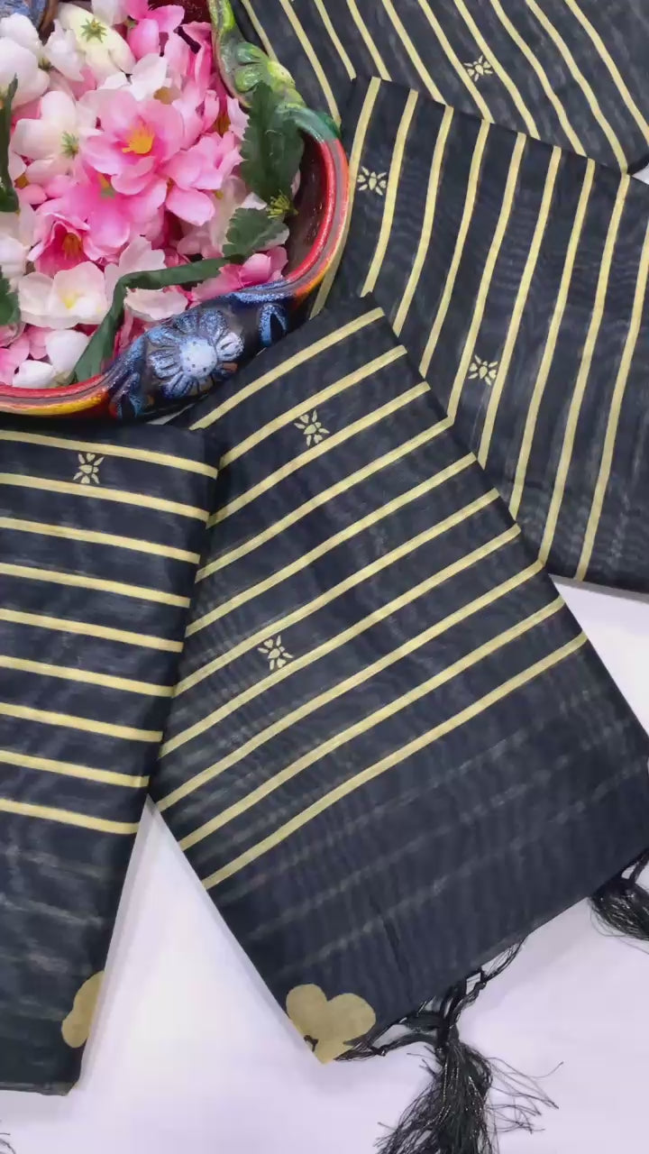 Chanderi Cotton Elegance Premium Digital Printed Saree with Zahlar Tussle