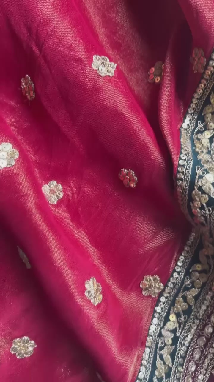 Jimmy Choo Designer Saree with Thread & Sequin Work and Mono Banglory Blouse