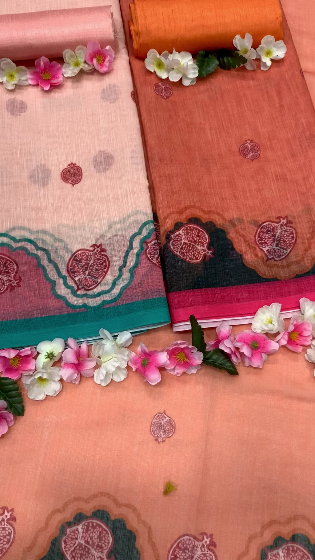 Elegant Bloom Premium Linen Cotton Digital Printed Saree with Matching Blouse