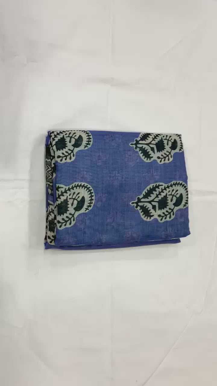Floral Rich Pallu Linen Cotton Digital Printed Saree