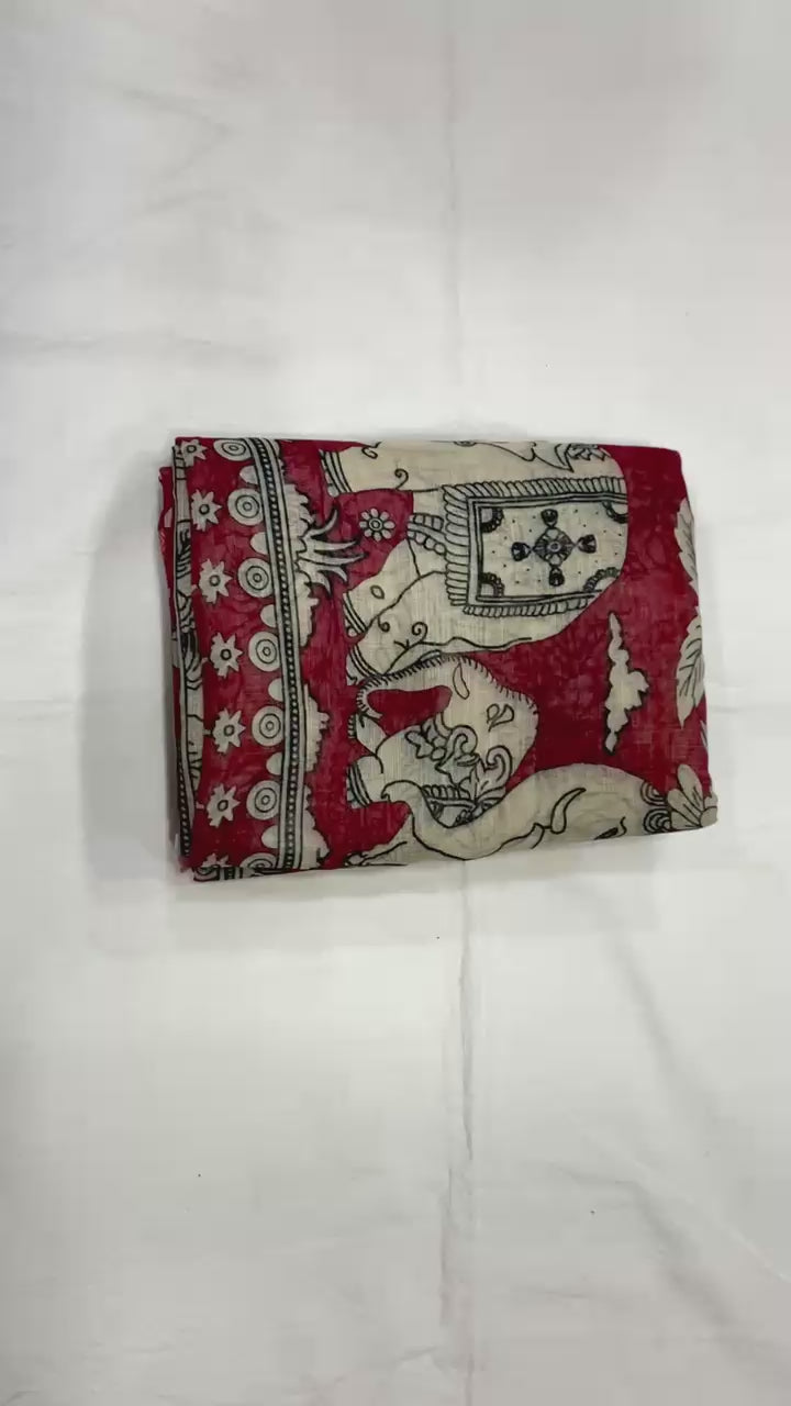 Elephant & Duck Linen Cotton Digital Printed Saree