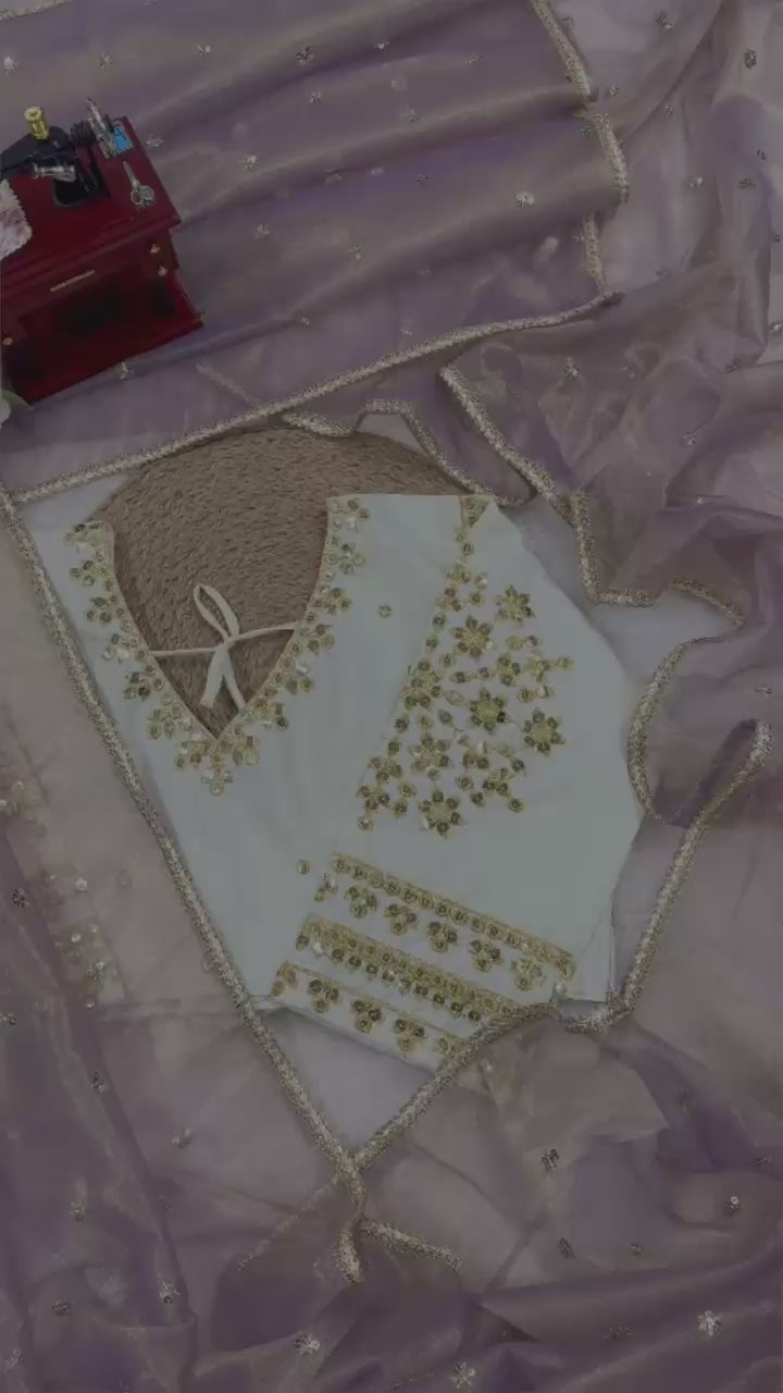 Ethereal Lace Glamour Heavy Twill Net Saree with Thread & Sequin Work & Designer Blouse