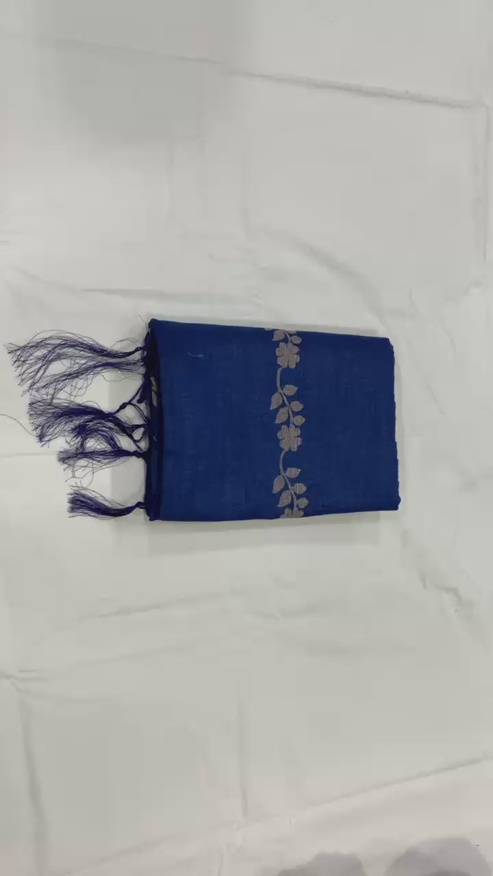 Elegant Zahlar Bloom Premium Linen Cotton Digital Printed Saree with Satin Banglory Blouse
