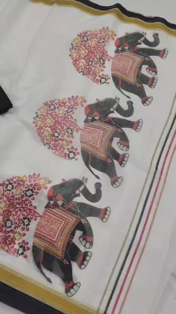 Linen Cotton With Beautiful Digital Printed Saree