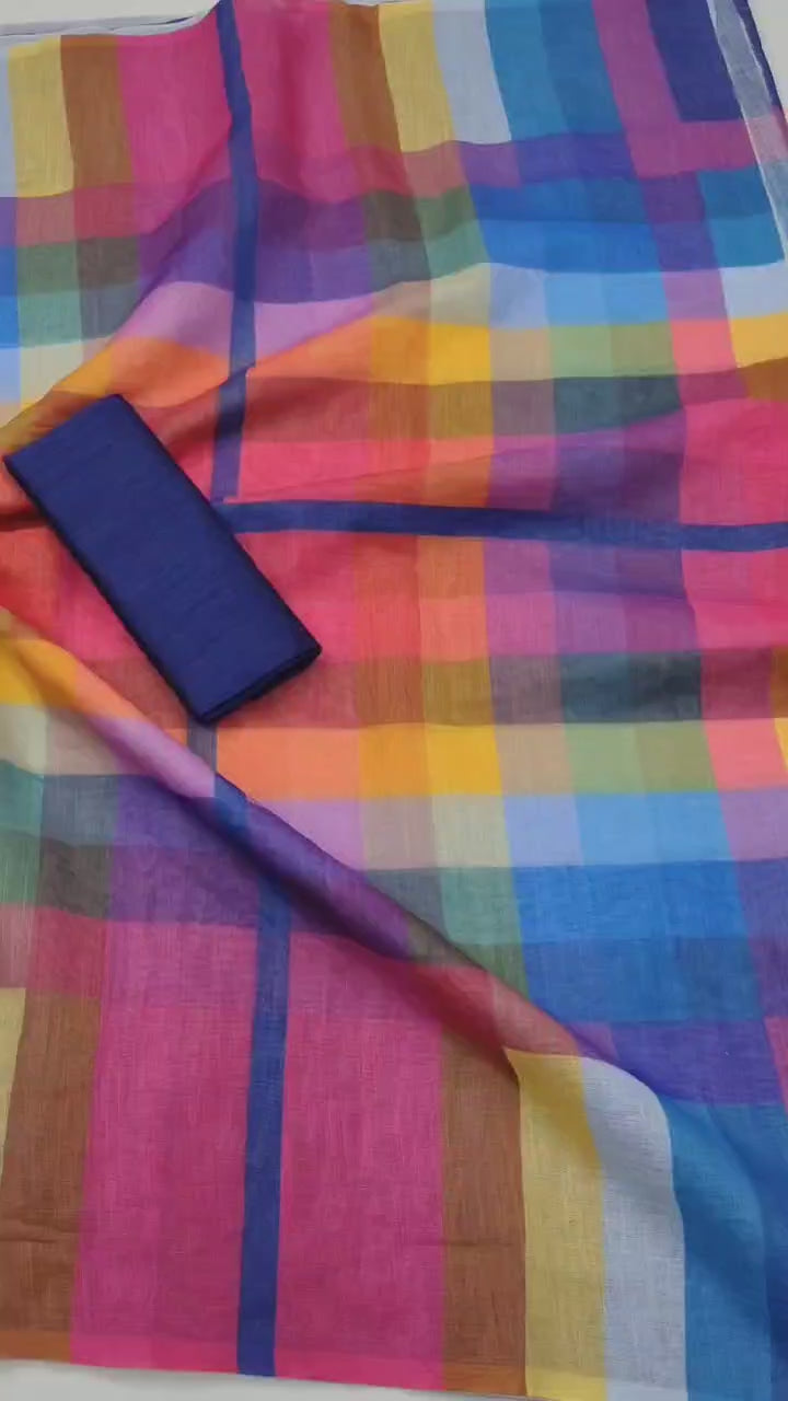 Linen Cotton With Beautiful Digital Printed Saree