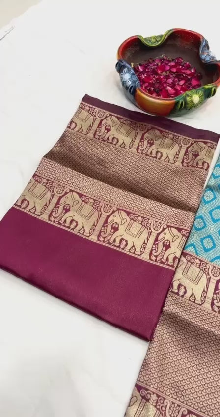 Kanjivaram Silk Zari Half Saree with Banarasi Silk Dupatta & Blouse