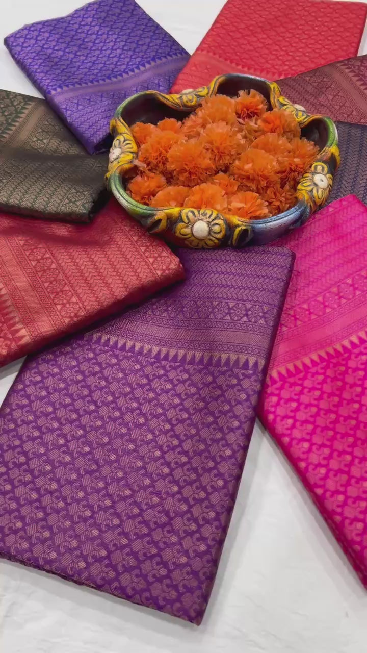 Lichi Silk Classic Charm Soft Lichi Silk Saree with Rich Pallu & Jacquard Work