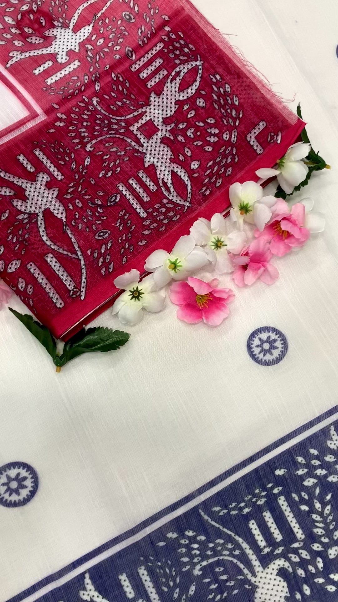 Linen Cotton Digital Printed Saree with Matching Blouse – Elegant Ethnic Wear
