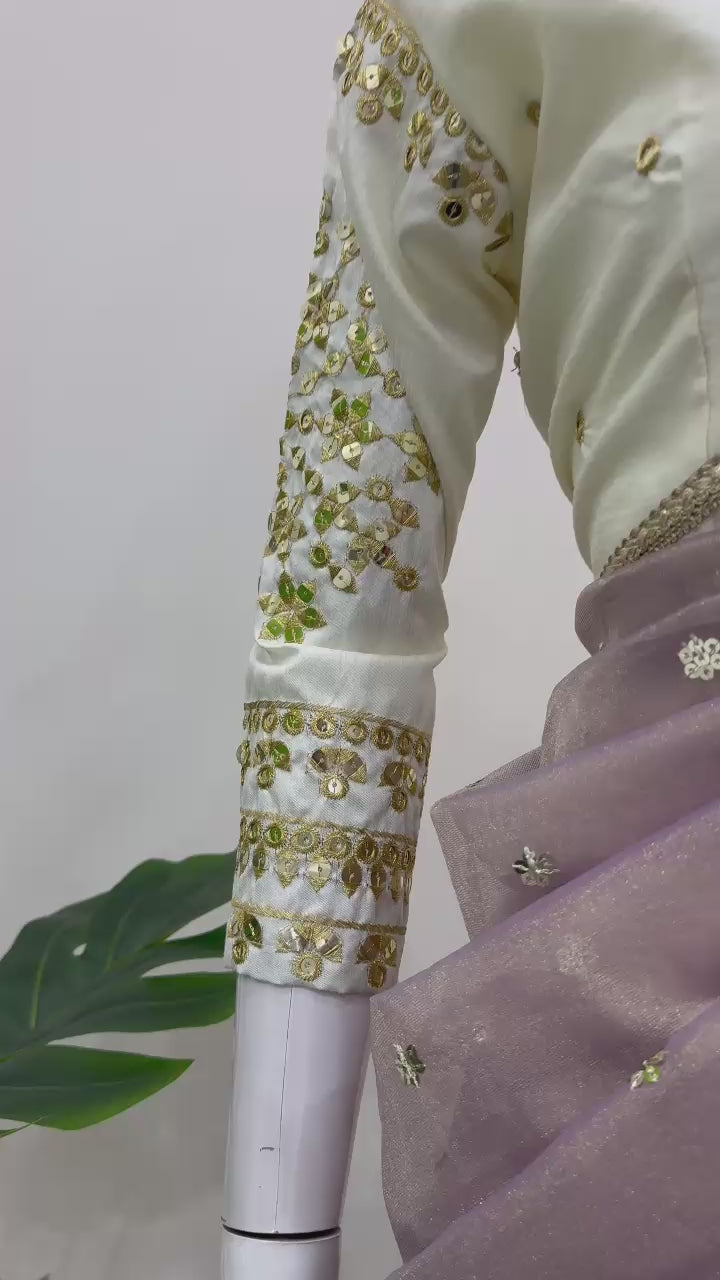 Ethereal Lace Glamour Heavy Twill Net Saree with Thread & Sequin Work & Designer Blouse